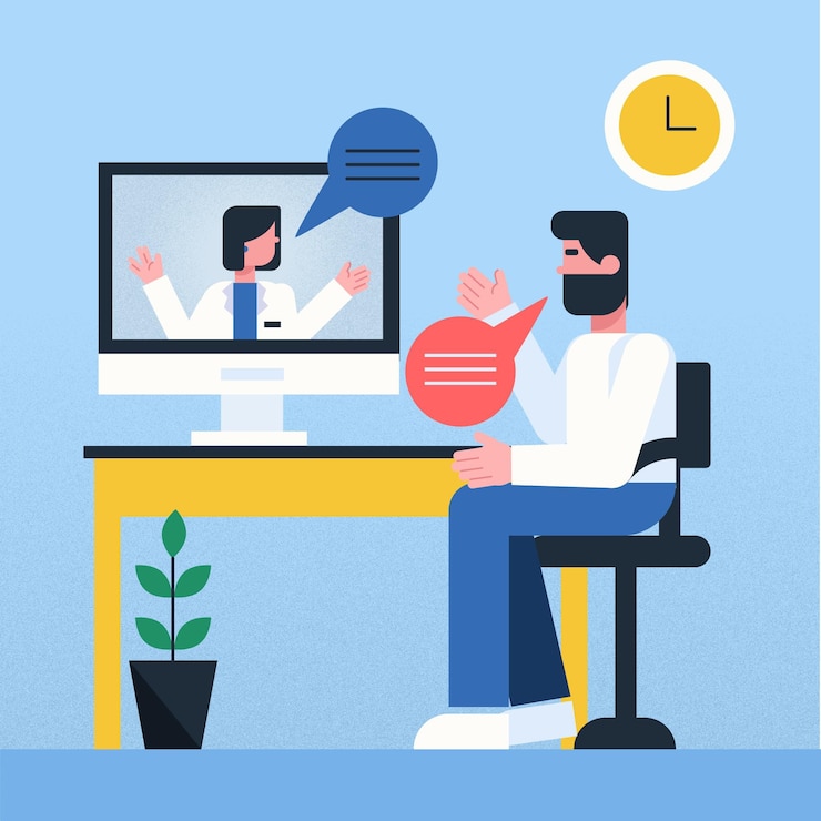 Vettore gratuito videocalling con il concetto di terapista
