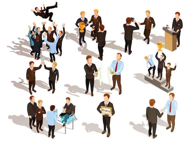 Vettore gratuito vincitore business people set