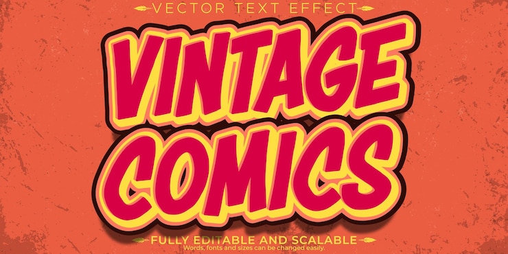 Vettore gratuito vintage editable text effect editable comic e stile di testo retro