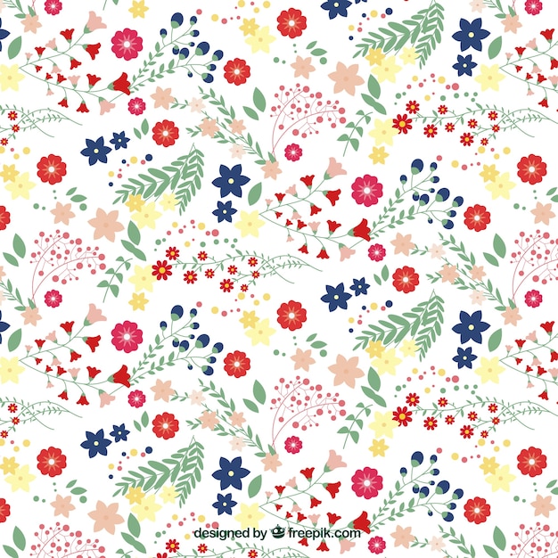 Vintage pattern con fiori e foglie