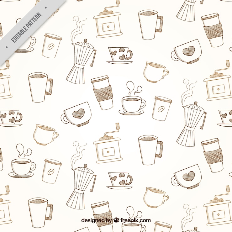 Vettore gratuito vintage pattern di accessori di caffè