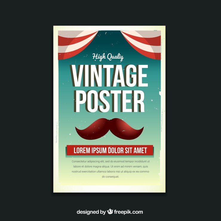 Vettore gratuito vintage poster con i baffi