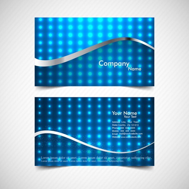 Vettore gratuito visiting card con i puntini di luce blu