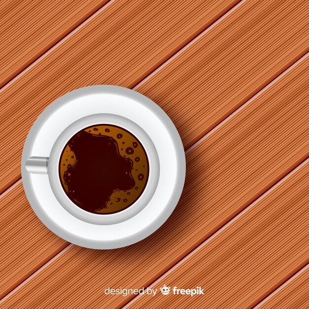 Vista dall&#39;alto della tazza di caffè con un design realistico