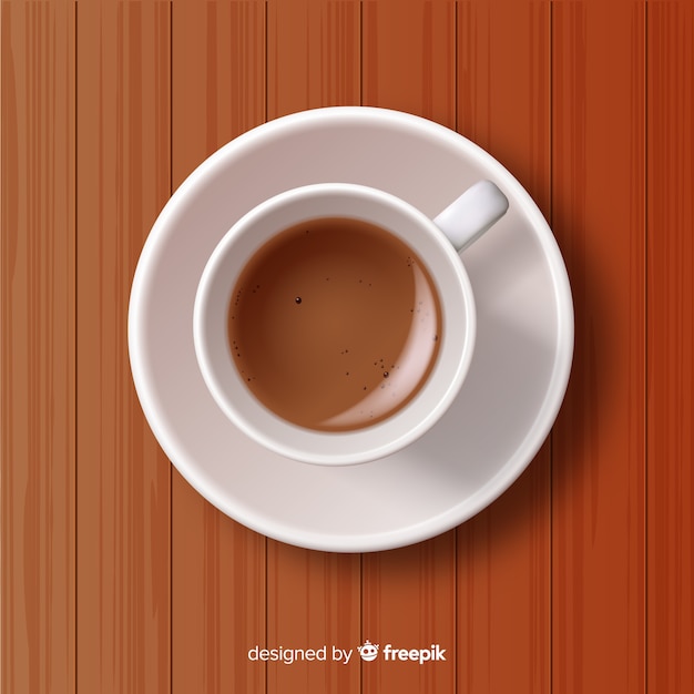 Vista dall&#39;alto della tazza di caffè con un design realistico