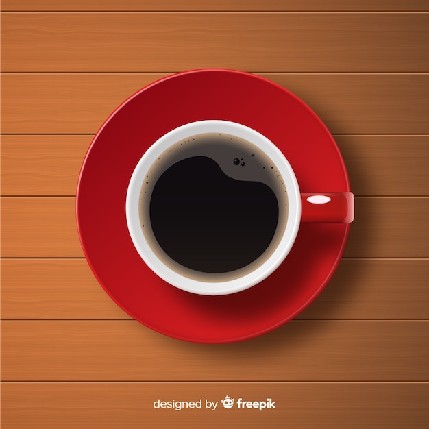 Vista dall&#39;alto della tazza di caffè con un design realistico