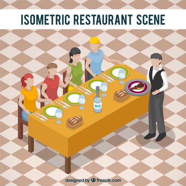 Vista isometrica per una scena del ristorante