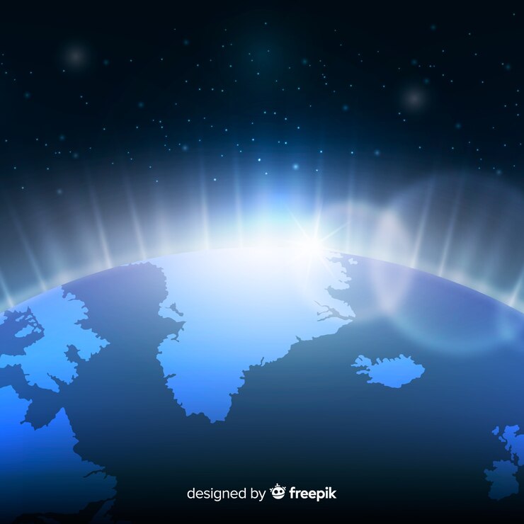 Vettore gratuito vista notturna del pianeta terra con un design realistico