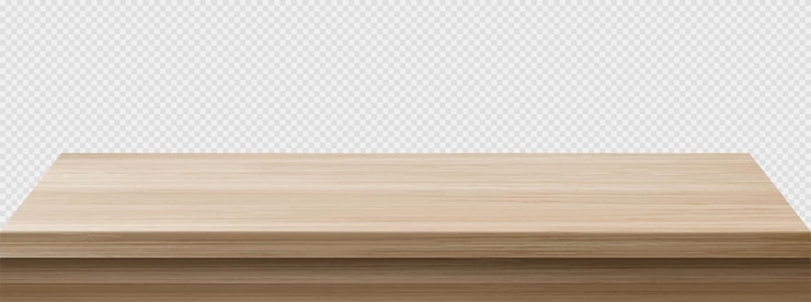Vettore gratuito vista prospettica della tavola in legno sulla superficie superiore in legno