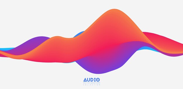 Visualizzazione dell'onda sonora. Forma d'onda solida colorata 3D. Campione vocale.