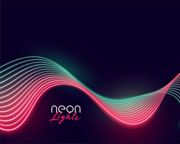 Visualizzazione di linee di luce al neon ondulate