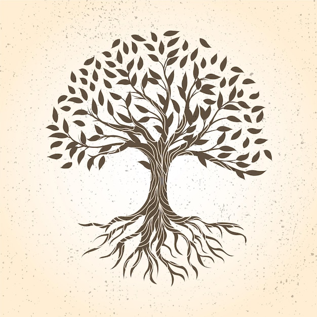 Vita dell'albero disegnato a mano in tonalità marroni