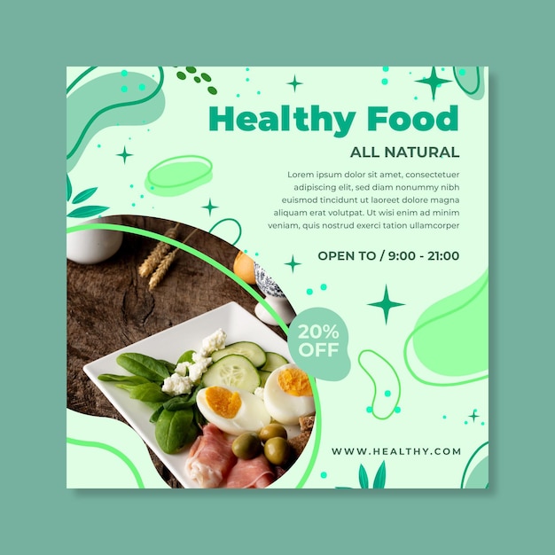 Volantino di alimenti biologici e sani
