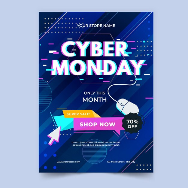 Volantino di modello cyber lunedì nella progettazione piana
