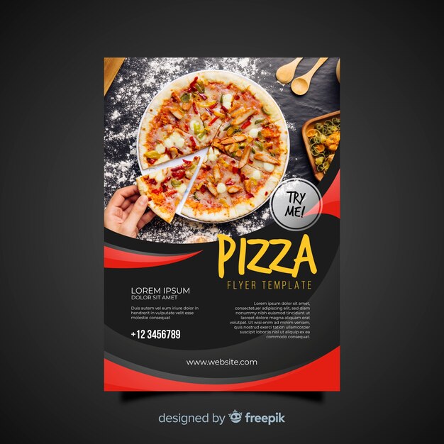 Volantino per la pizza fotografica