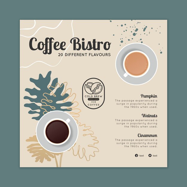 Volantino quadrato caffè bistrot