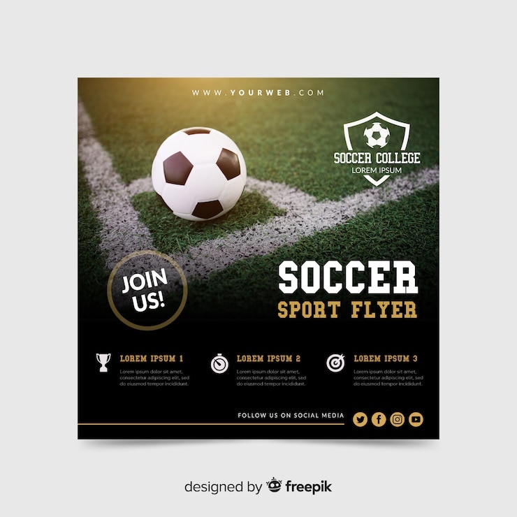 Vettore gratuito volantino sport calcio con foto