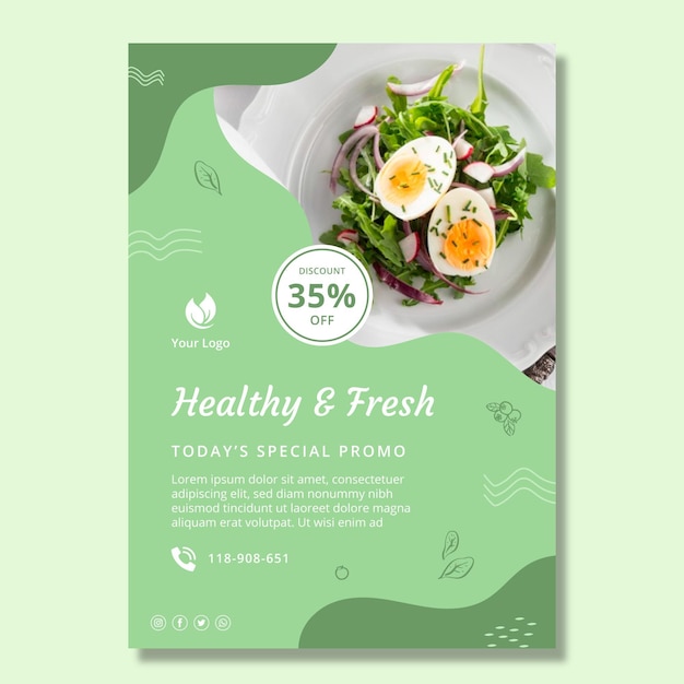 Volantino verticale cibo bio e sano healthy