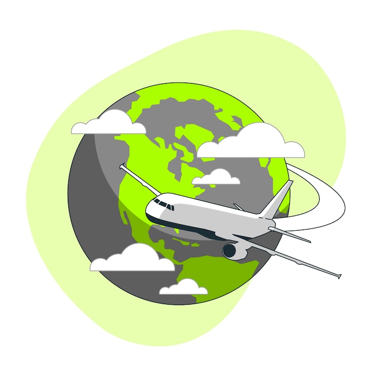 Vettore gratuito volare in giro per il mondo (con aereo) illustrazione del concetto