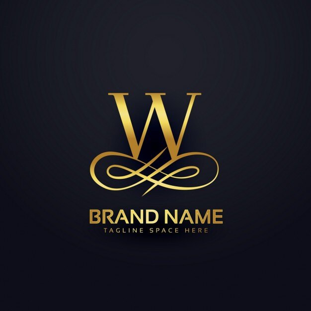 Vettore gratuito w logo in stile d&#39;oro