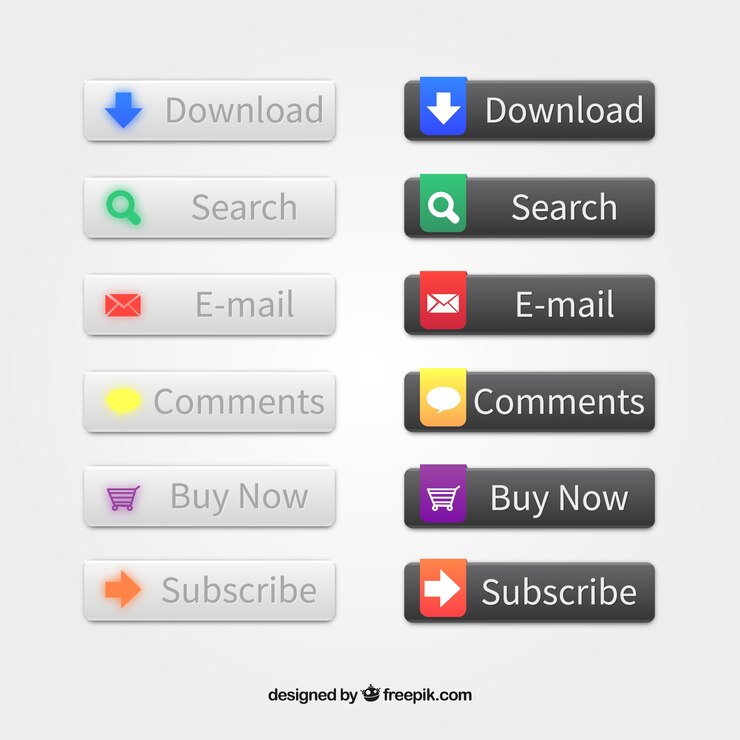 Vettore gratuito web collezione pulsanti grigio