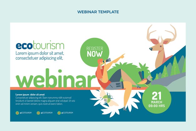 Webinar di ecoturismo dal design piatto disegnato a mano