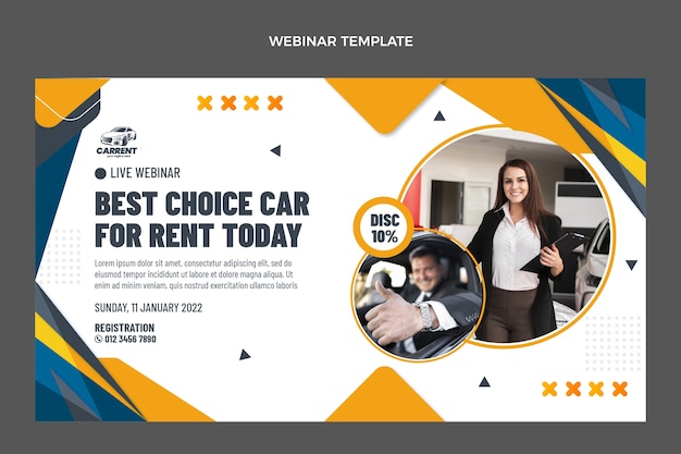 Webinar di noleggio auto dal design piatto disegnato a mano