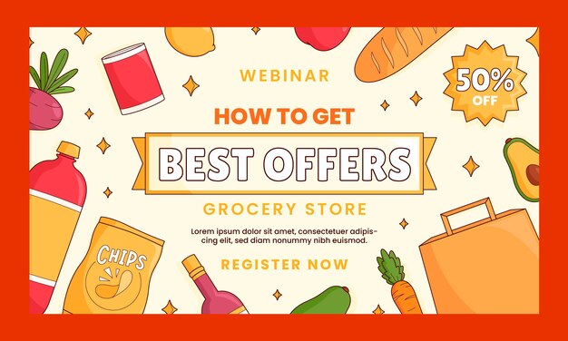 Webinar di un negozio di alimentari disegnato a mano