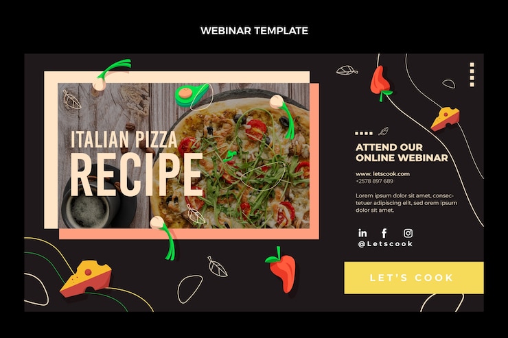 Vettore gratuito webinar sul cibo di design piatto