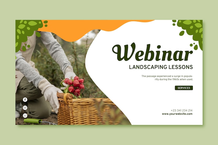 Vettore gratuito webinar sul servizio paesaggistico di design piatto