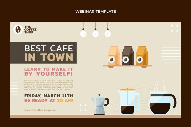 Vettore gratuito webinar sulla caffetteria minimale dal design piatto