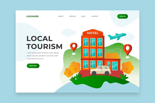 Webtemplate della pagina di destinazione del turismo locale