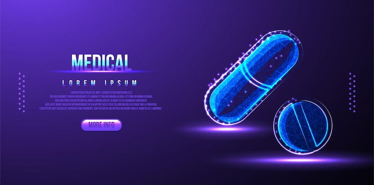 Vettore gratuito wireframe basso poli capsula medica