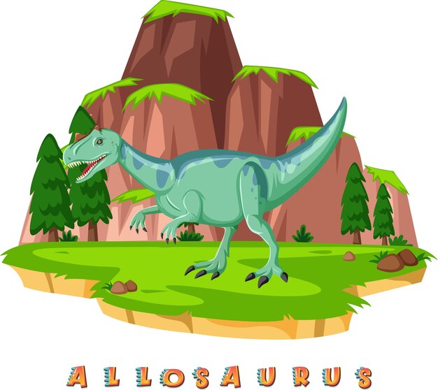 Wordcard di dinosauro per allosaurus