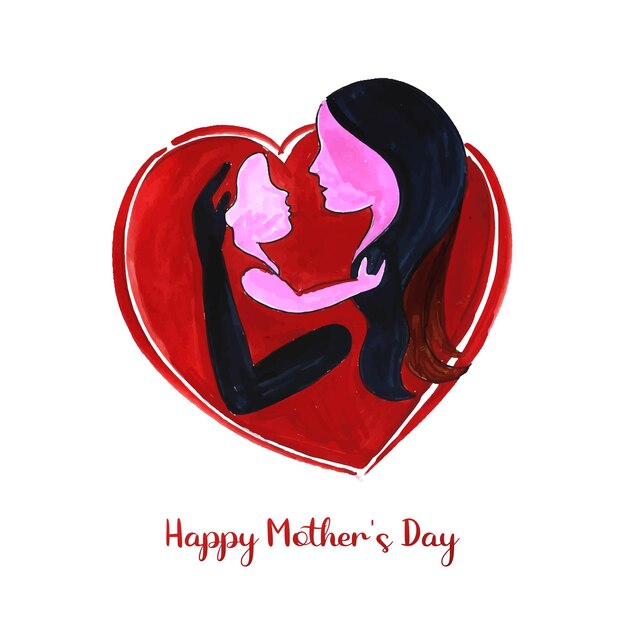 X9Bella festa della mamma per lo sfondo della carta d'amore di donna e bambino