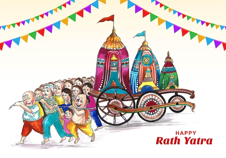 Vettore gratuito x9rath yatra festival per lo sfondo del festival di lord jagannath puri odisha