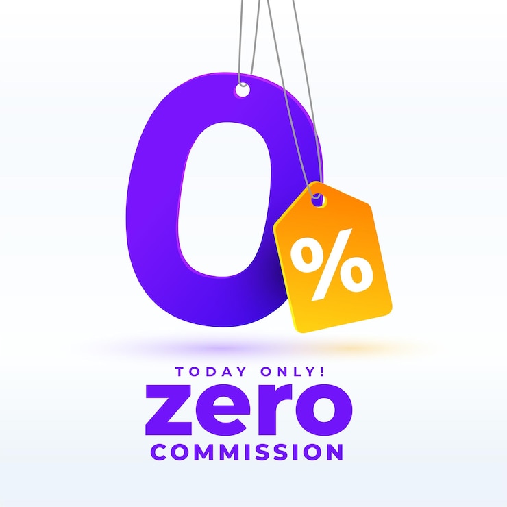 Vettore gratuito zero commissioni o commissioni di servizio fuori dal design del modello di tag