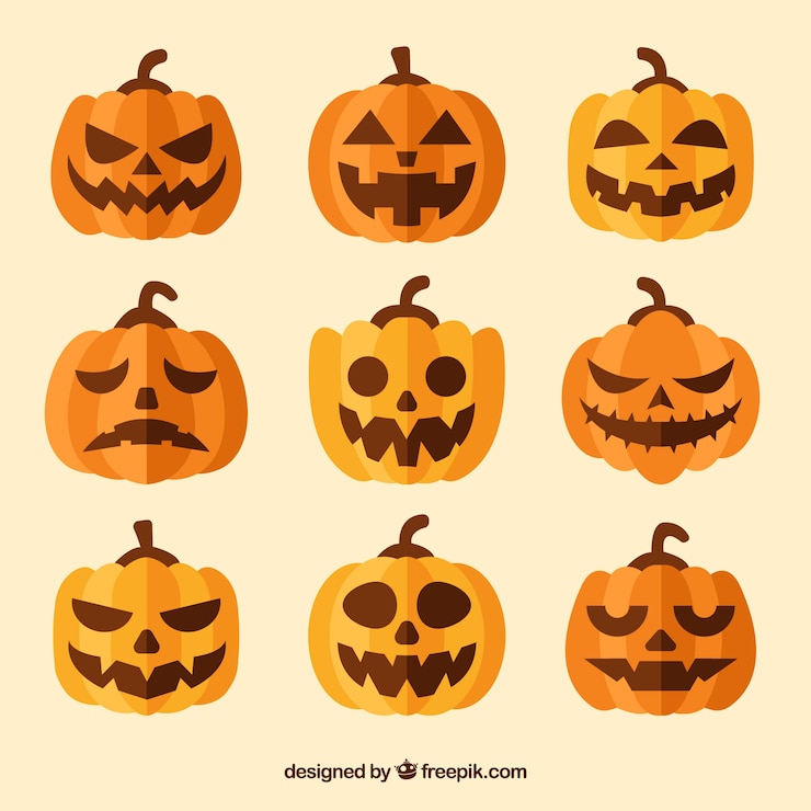 Vettore gratuito zucche di halloween con stile moderno