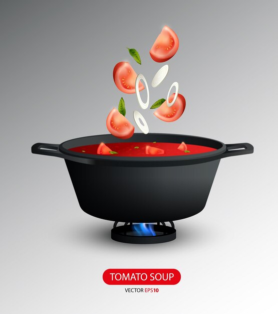Zuppa di pomodoro realistico concetto di cucina
