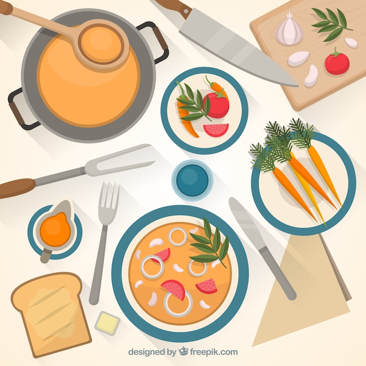 Vettore gratuito zuppa di verdure
