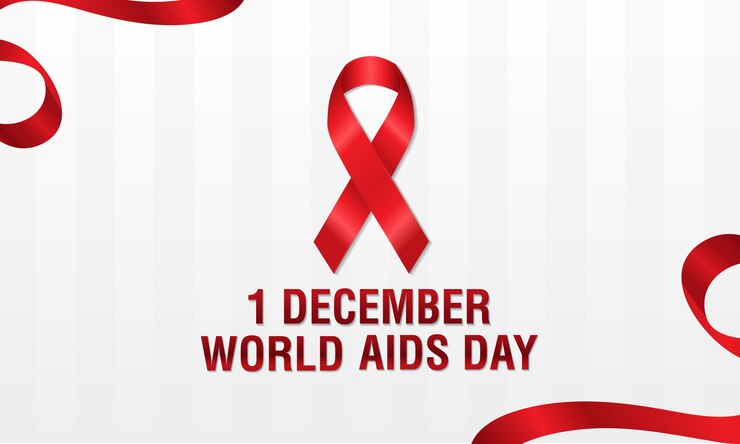 Vettore 1 ° dicembre, il concetto del giorno dell'aids mondiale. nastro rosso o nastro hiv. aiuta la consapevolezza.