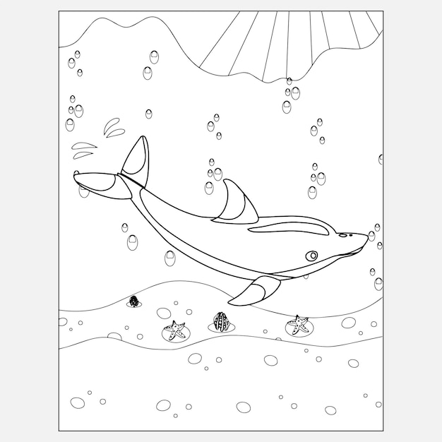 1 Disegni da colorare di animali dell'oceano dei delfini stampabili per bambini