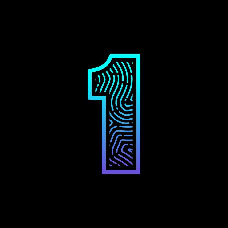 Vettore 1 numero impronta digitale logo design template ispirazione illustrazione vettoriale