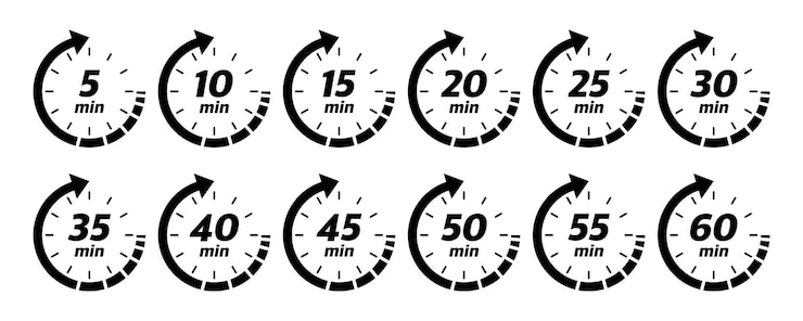 Vettore 10, 15, 20, 25, 30, 35, 40, 45, 50 min, ottimo design per qualsiasi scopo. marchio di vettore.