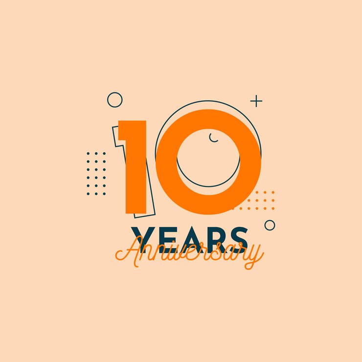 10 anni anniversario celebrazione sfondo geometrico astratto
