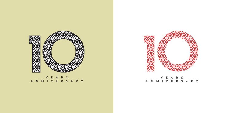 10 anni di anniversario con disegno del modello di ornamento del modello
