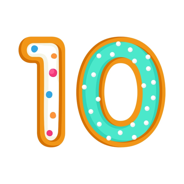 Vettore 10 anniversario biscotti dolci illustrazione vettoriale numero