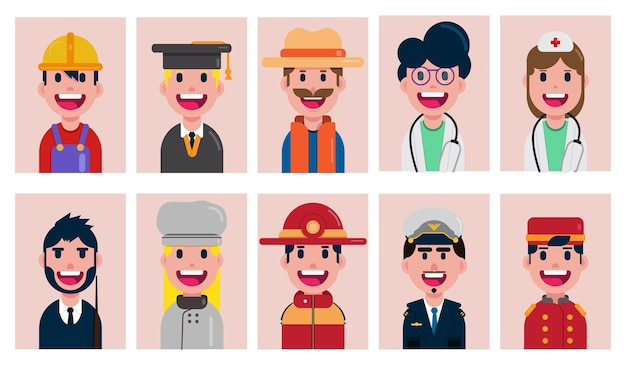 10 personaggi delle professioni di design piatto