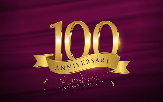 100 ° anniversario con illustrazioni 3d figure carta da parati / sfondo oro