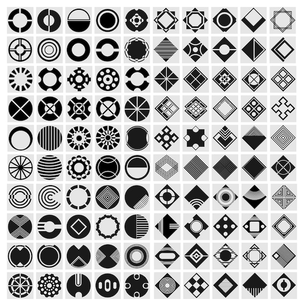100 forme geometriche creative per il design del logo per il Web e i progetti grafici